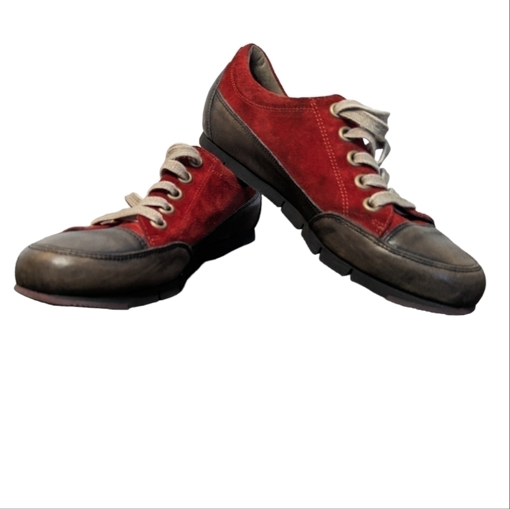 Paul Green Austria Red Suede Leather Lace Up Comfort Sneakers EU 38 UK 5